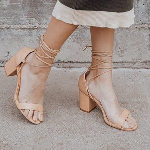 Lulus Kaira beige Lace-up heels